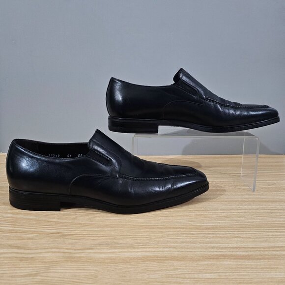 Santoni Loafer Smooth Calf Leather Mens Slip On Black Size 11 Extra Wide main image 8